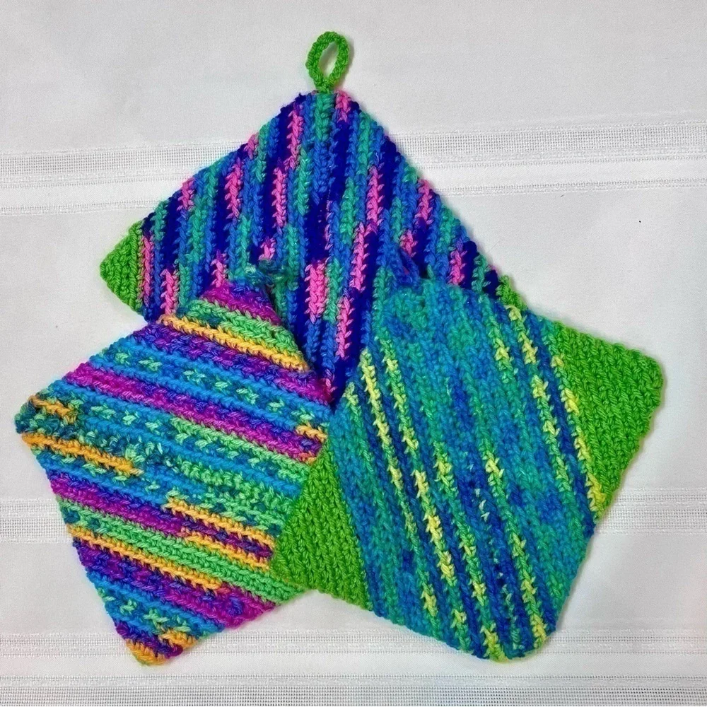 Hand Crafted Crochet Hot Pad‎ Pot Holders Set of 3 NEW